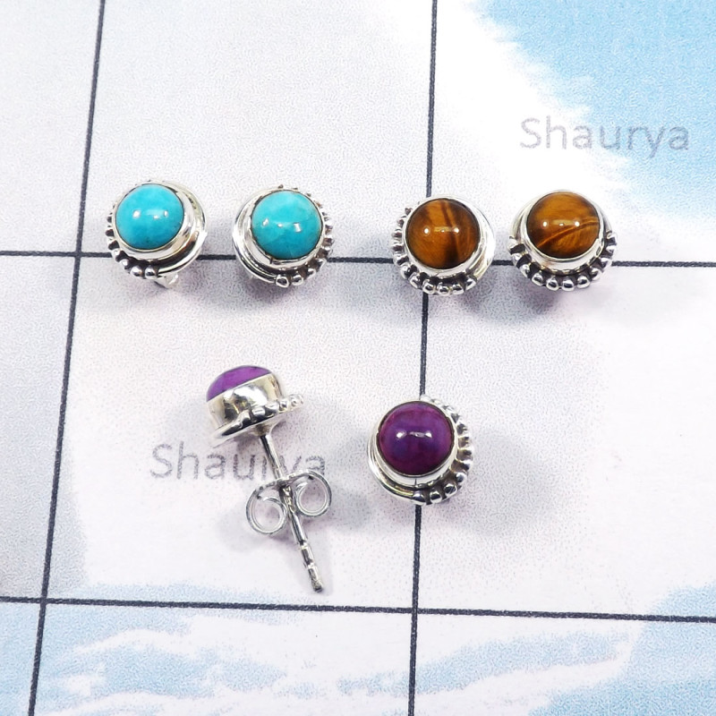 3Pairs Tiger Eye,Turquoise,Purple Turquoise A - SSE873-5mm Round Sahpe Wholesale 3Pairs Stud Earrings With Multi 3Pairs Tiger Eye,Turquoise,Purple Turquoise A - SSE873-5mm Round Sahpe Wholesale 3Pairs Stud Earrings With Multi