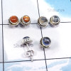 3Pairs Sun Stone,Tenzanite,Dendritic Agate E - SSE873-5mm Round Sahpe Wholesale 3Pairs Stud Earrings With Multi