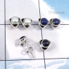 3Pairs Pearl,Lapis,Blue Send Stone B - SSE871-3Pairs 5mm Round Shape Stud Earrings Wholesale Lot Manufa