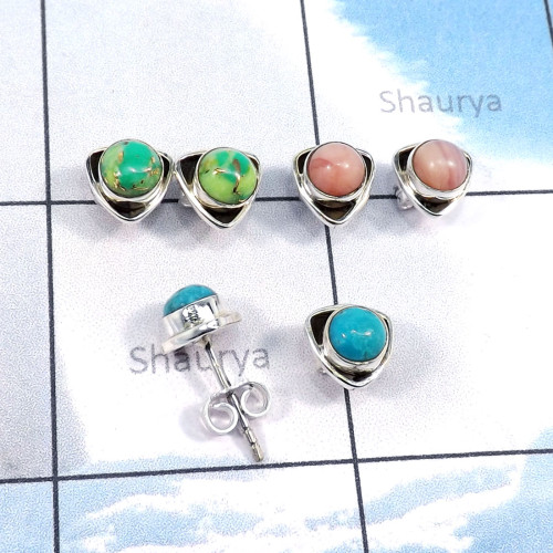 3Pairs Rodhocrosite,Turquoise,Green Turquoise O - SSE871-3Pairs 5mm Round Shape Stud Earrings Wholesale Lot Manufa 3Pairs Rodhocrosite,Turquoise,Green Turquoise O - SSE871-3Pairs 5mm Round Shape Stud Earrings Wholesale Lot Manufa