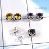 3Pairs Citrine,Amethyst,Mystic A - SSE870-Sterling Silver Wholesale 3Pairs 5mm Round Shape Stud Ear