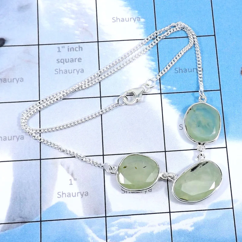 16inch Prynite D - BZN992-Three Stone Bezal Fabulous Necklaces With Multi Cut Gemst 16inch Prynite D - BZN992-Three Stone Bezal Fabulous Necklaces With Multi Cut Gemst