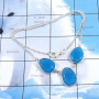 16inch Blue Chalcedony O - BZN992-Three Stone Bezal Fabulous Necklaces With Multi Cut Gemst
