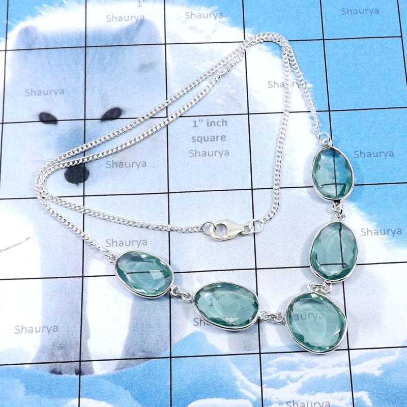 20inch Blue Hydro Glass D - BZN990-Exclusive Bezal Necklaces With Multi Gemstones & 925 Ster 20inch Blue Hydro Glass D - BZN990-Exclusive Bezal Necklaces With Multi Gemstones & 925 Ster