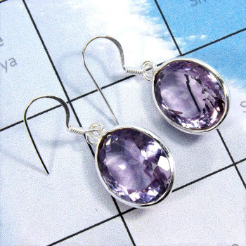 Amethyst Cut E - BZE831-Original Amethyst Cut Gemstone Bezel Earrings Manufacture Amethyst Cut E - BZE831-Original Amethyst Cut Gemstone Bezel Earrings Manufacture