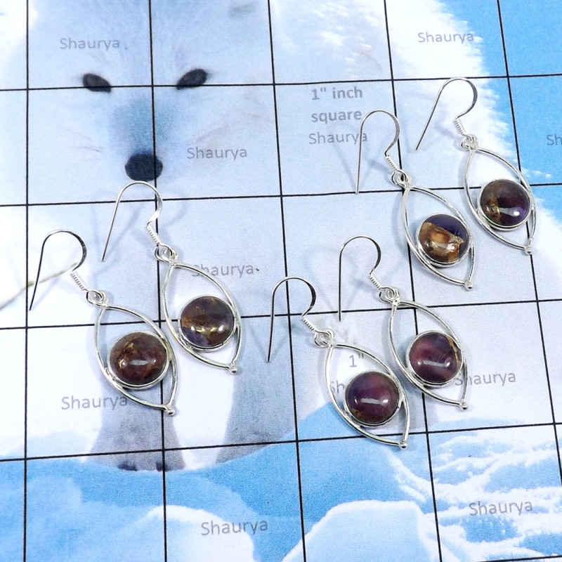 3Pairs Mohave Amethyst Copper C - SBP888-Mohave Amethyst Copper Gemstone Wholesale 3Pairs Bezel Ea 3Pairs Mohave Amethyst Copper C - SBP888-Mohave Amethyst Copper Gemstone Wholesale 3Pairs Bezel Ea