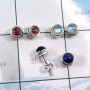 3Pairs Pink Tourmaline,Lapis Lazuli,Rainbow Moonstone O - SSE867-3Pairs Wholesale 5mm Round Stud Earrings Lot of 925 Sterl