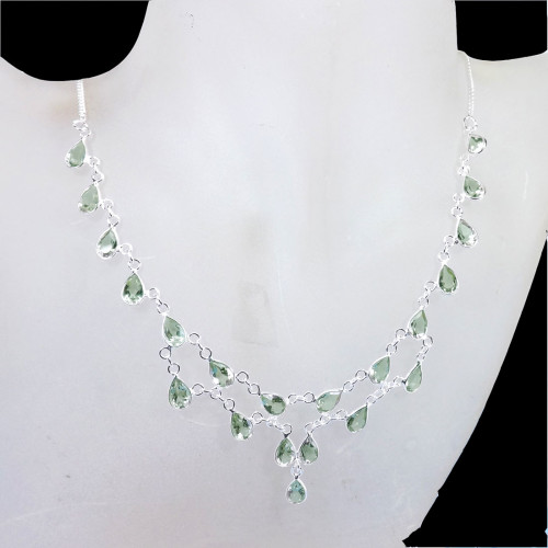 Green Amethyst Cut E - BZN988-Fabulous Designer 925 Solid Sterling Silver  Bezal Neckla