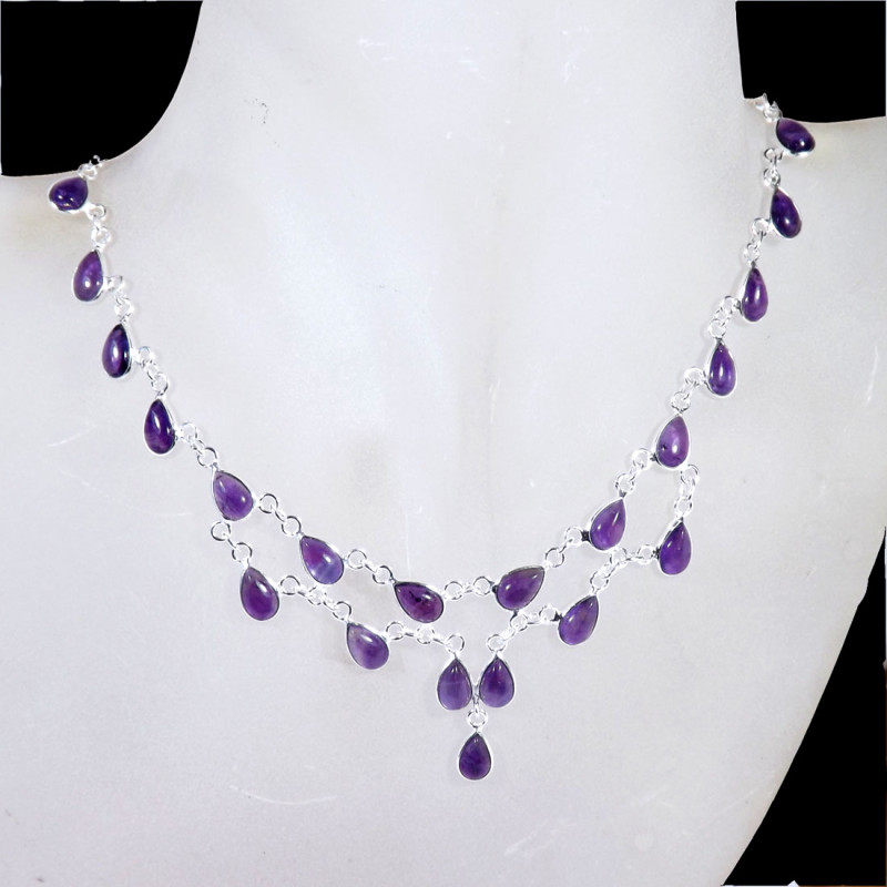 Amethyst Cab H - BZN988-Fabulous Designer 925 Solid Sterling Silver Bezal Neckla Amethyst Cab H - BZN988-Fabulous Designer 925 Solid Sterling Silver Bezal Neckla