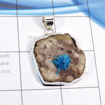 Cavansite Druzy C - FSP955-Graceful Free Size Huge Wholesale Pendants of Cavansite D Cavansite Druzy C - FSP955-Graceful Free Size Huge Wholesale Pendants of Cavansite D