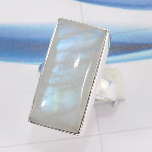 Rainbow Moonstone C - PSR812-925 Sterling Silver Fashionable Design Rainbow Moonstone Rainbow Moonstone C - PSR812-925 Sterling Silver Fashionable Design Rainbow Moonstone