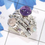 Rainbow Moonstone,Rose Quartz & Amethyst B - SDR718-Three Stone Designer Rings Jewellery With Semiprecious Ge