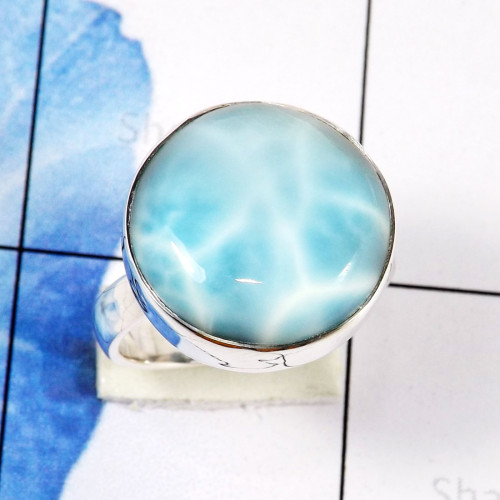 Larimar Stacking Ring A - STK983-Preety Womens Stacking Rings of Origianl Larimar Gemstone Larimar Stacking Ring A - STK983-Preety Womens Stacking Rings of Origianl Larimar Gemstone