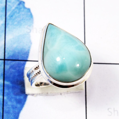 Larimar Stacking Ring D - STK983-Preety Womens Stacking Rings of Origianl Larimar Gemstone Larimar Stacking Ring D - STK983-Preety Womens Stacking Rings of Origianl Larimar Gemstone