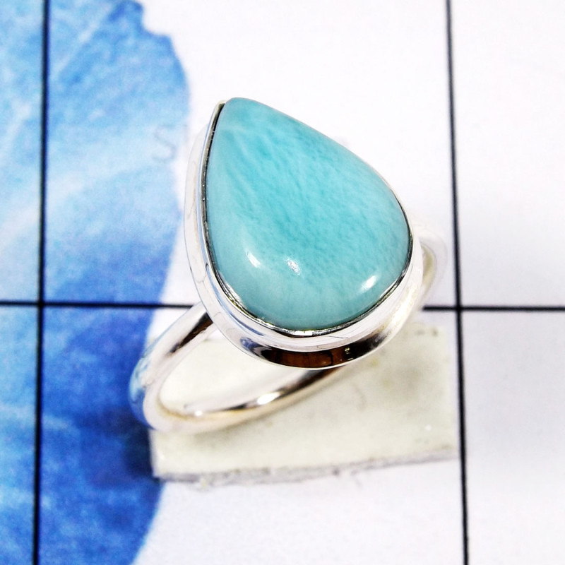 Larimar Stacking Ring F - STK983-Preety Womens Stacking Rings of Origianl Larimar Gemstone Larimar Stacking Ring F - STK983-Preety Womens Stacking Rings of Origianl Larimar Gemstone