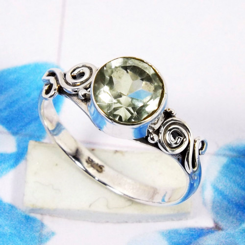 Green Amethyst Cut B - RBS968-Handmade Design Semiprecious Gemstone 925 Sterling Silver