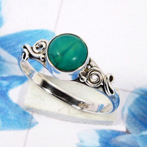 Tibet Turquoise D - RBS968-Handmade Design Semiprecious Gemstone 925 Sterling Silver