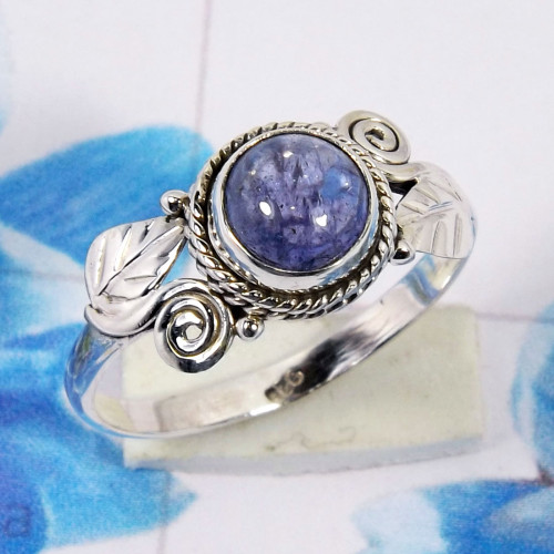 Tanzanite Cab B - RBS967-New Design 925 Sterling Silver Ring Made in Natural Gemst