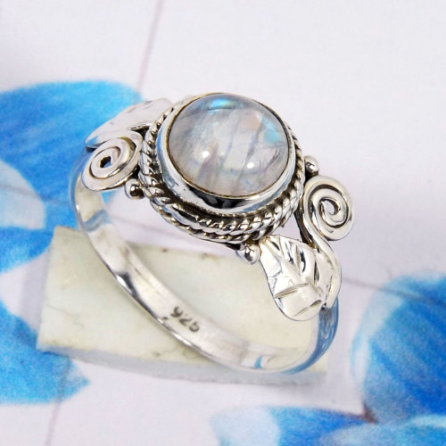 Rainbow Moonstone C - RBS967-New Design 925 Sterling Silver Ring Made in Natural Gemst