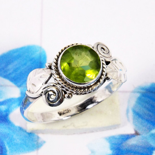 Peridot Cut F - RBS967-New Design 925 Sterling Silver Ring Made in Natural Gemst