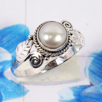 Pearl I - RBS967-New Design 925 Sterling Silver Ring Made in Natural Gemst Pearl I - RBS967-New Design 925 Sterling Silver Ring Made in Natural Gemst