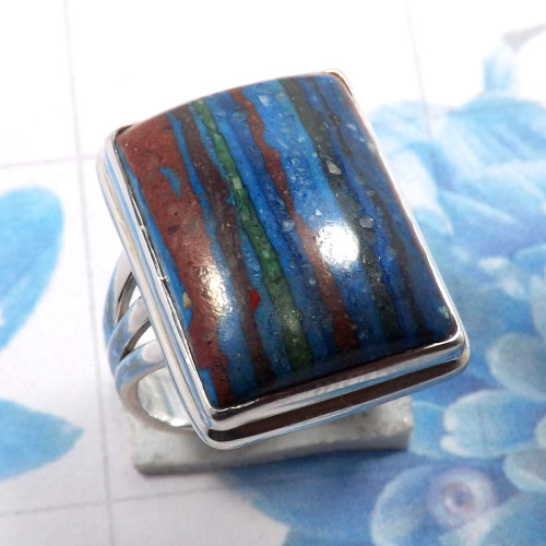 Rainbow Calsilica G - PSR809-925 Sterling Silver Stunning Designs Company Handmade Pla Rainbow Calsilica G - PSR809-925 Sterling Silver Stunning Designs Company Handmade Pla