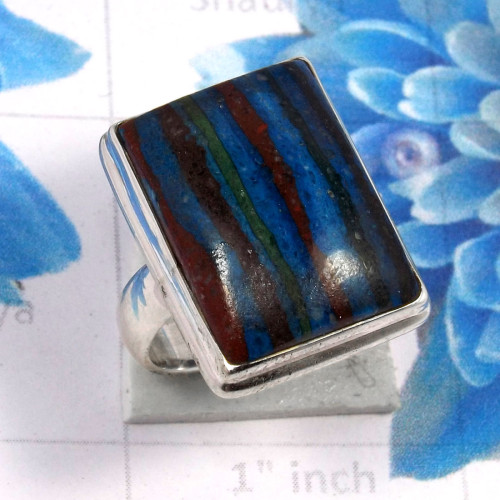 Rainbow Calsilica O - PSR809-925 Sterling Silver Stunning Designs Company Handmade Pla Rainbow Calsilica O - PSR809-925 Sterling Silver Stunning Designs Company Handmade Pla