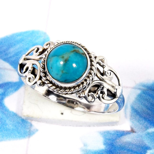 Blue Copper Turquoise A - RBS966-925 Sterling Silver Glamorous Handmade Designer Fancy Rin Blue Copper Turquoise A - RBS966-925 Sterling Silver Glamorous Handmade Designer Fancy Rin