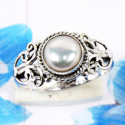 Pearl Cab D - RBS966-925 Sterling Silver Glamorous Handmade Designer Fancy Rin Pearl Cab D - RBS966-925 Sterling Silver Glamorous Handmade Designer Fancy Rin