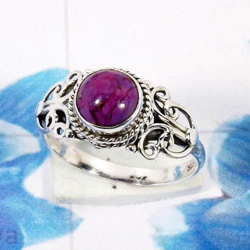 Purple Copper Turquoise Cab E - RBS966-925 Sterling Silver Glamorous Handmade Designer Fancy Rin Purple Copper Turquoise Cab E - RBS966-925 Sterling Silver Glamorous Handmade Designer Fancy Rin