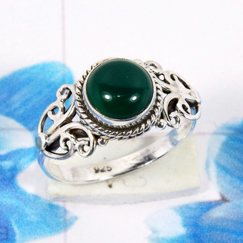 Green Onyx I - RBS966-925 Sterling Silver Glamorous Handmade Designer Fancy Rin Green Onyx I - RBS966-925 Sterling Silver Glamorous Handmade Designer Fancy Rin