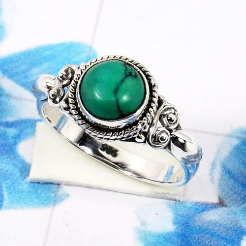 Green Copper Turquoise H - RBS963-925 Sterling Silver Stunning Designer Wholesale Handmade