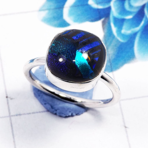 Dichroic Glass B - STK973-925 Sterling Silver Dazzling Gemstone Dichroic Glass Fact