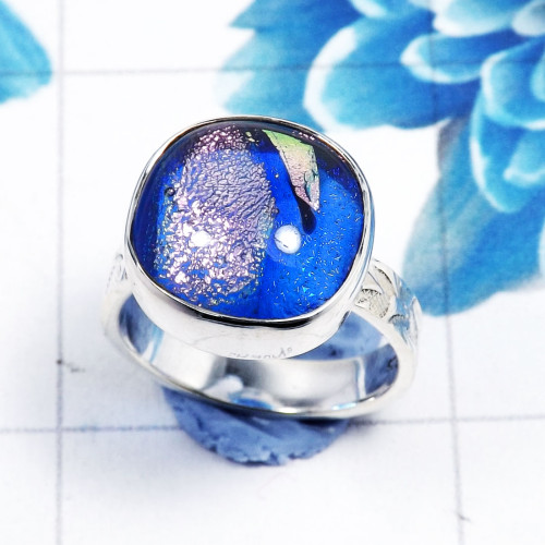 Dichroic Glass F - STK973-925 Sterling Silver Dazzling Gemstone Dichroic Glass Fact