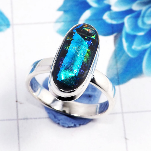 Dichroic Glass H - STK973-925 Sterling Silver Dazzling Gemstone Dichroic Glass Fact