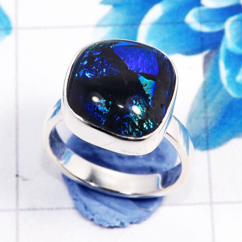 Dichroic Glass I - STK973-925 Sterling Silver Dazzling Gemstone Dichroic Glass Fact