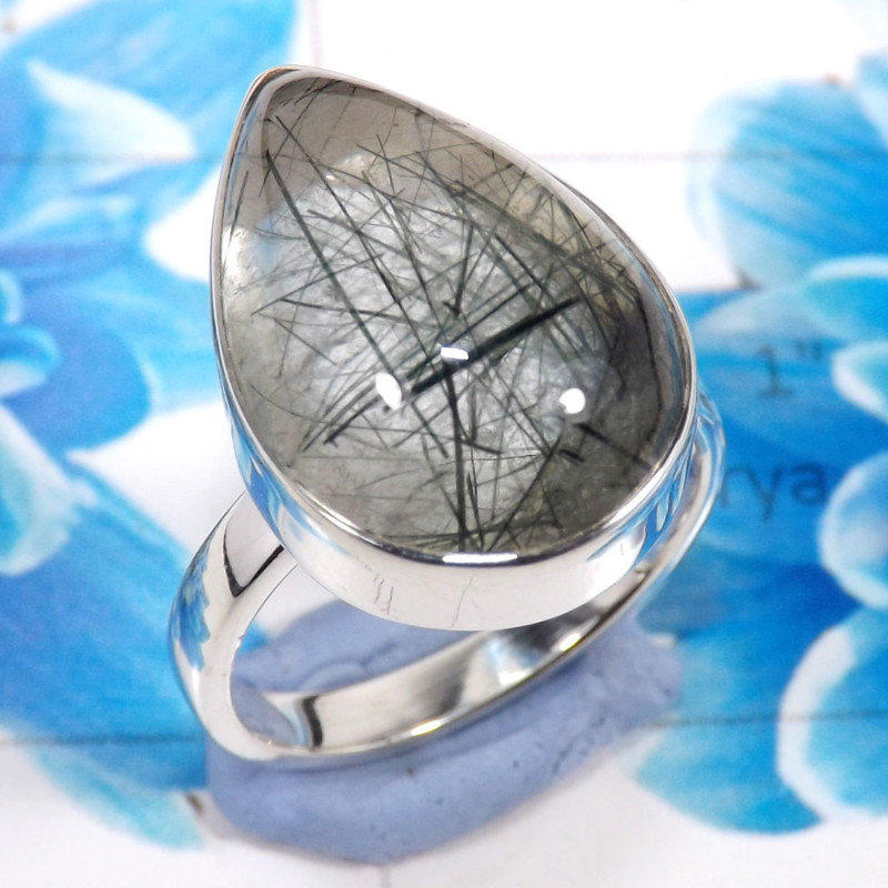 Black Rutile E - STK971-925 Sterling Silver Amazing Black Rutile Gemstone Designe