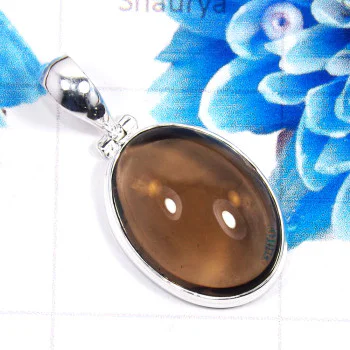 Smokey Cab N - ISP758-925 Sterling Silver Stylish Gemstone Smokey Quartz Fashio Smokey Cab N - ISP758-925 Sterling Silver Stylish Gemstone Smokey Quartz Fashio