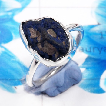 Azurite Druzy G - STK970-925 Sterling Silver Charming Azurite Druzy Gemstone Stack Azurite Druzy G - STK970-925 Sterling Silver Charming Azurite Druzy Gemstone Stack