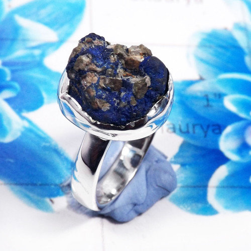 Azurite Druzy I - STK970-925 Sterling Silver Charming Azurite Druzy Gemstone Stack Azurite Druzy I - STK970-925 Sterling Silver Charming Azurite Druzy Gemstone Stack