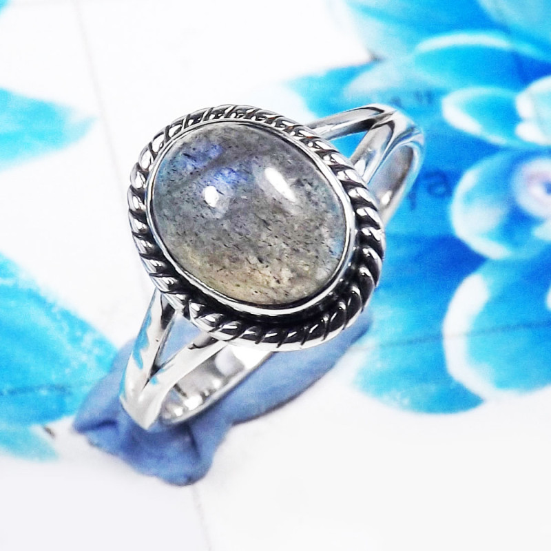 Labradorite Cab A - RBS954-Dazzling Labradorite Handmade 925 Sterling Silver Rings Labradorite Cab A - RBS954-Dazzling Labradorite Handmade 925 Sterling Silver Rings