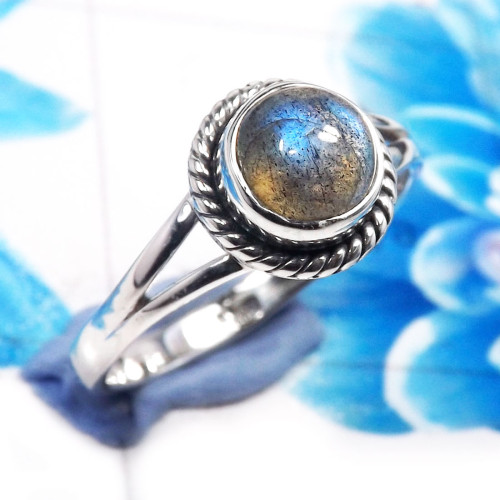 Labradorite Cab B - RBS954-Dazzling Labradorite Handmade 925 Sterling Silver Rings