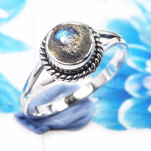 Labradorite Cab C - RBS954-Dazzling Labradorite Handmade 925 Sterling Silver Rings