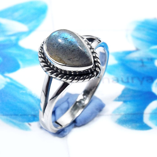Labradorite Cab O - RBS954-Dazzling Labradorite Handmade 925 Sterling Silver Rings