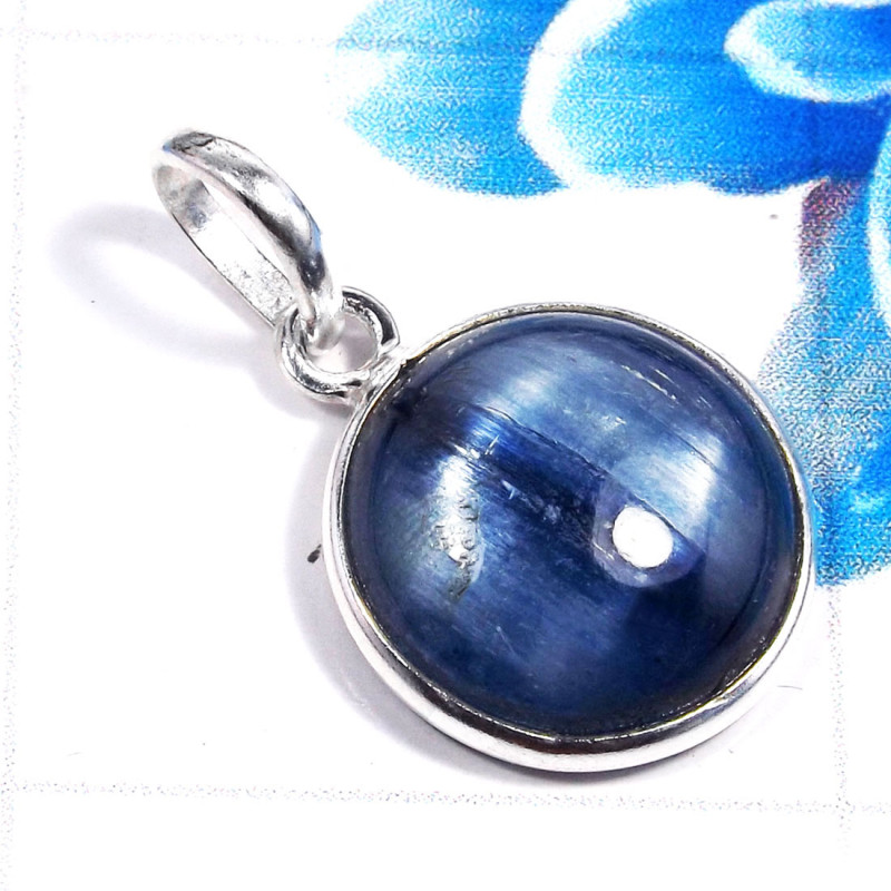 Blue Kynite B - BPS963-Stylish Blue Kynite 925 Sterling Silver Bezel Pendants