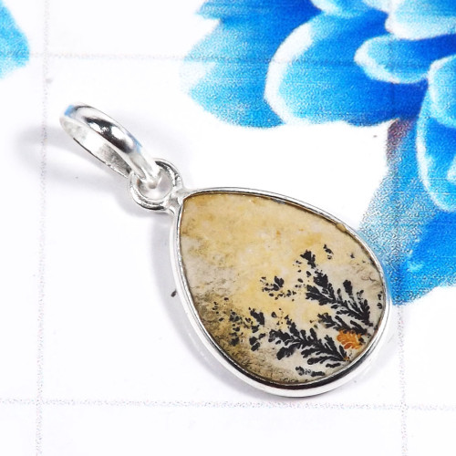 Germany Psilomelane Dendrite E - BPS962-925 Sterling Silver Germany Psilomelane Dendrite Bezel Pe Germany Psilomelane Dendrite E - BPS962-925 Sterling Silver Germany Psilomelane Dendrite Bezel Pe