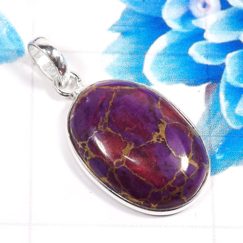 Purple Copper Turquoise C - BPS961-Amazing Wholesale Handmade 925 Sterling Silver Bezel Pend Purple Copper Turquoise C - BPS961-Amazing Wholesale Handmade 925 Sterling Silver Bezel Pend