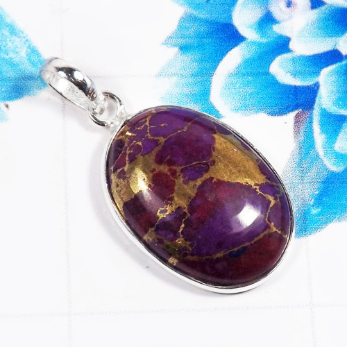 Purple Copper Turquoise D - BPS961-Amazing Wholesale Handmade 925 Sterling Silver Bezel Pend Purple Copper Turquoise D - BPS961-Amazing Wholesale Handmade 925 Sterling Silver Bezel Pend