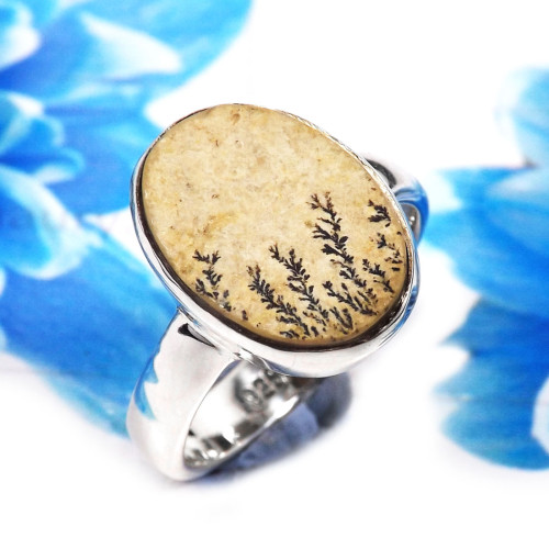 German Psilomelane Dendrite E - PSR784-Unique German Psilomelane Dendrite 925 Sterling Silver Pl