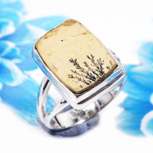 German Psilomelane Dendrite H - PSR784-Unique German Psilomelane Dendrite 925 Sterling Silver Pl